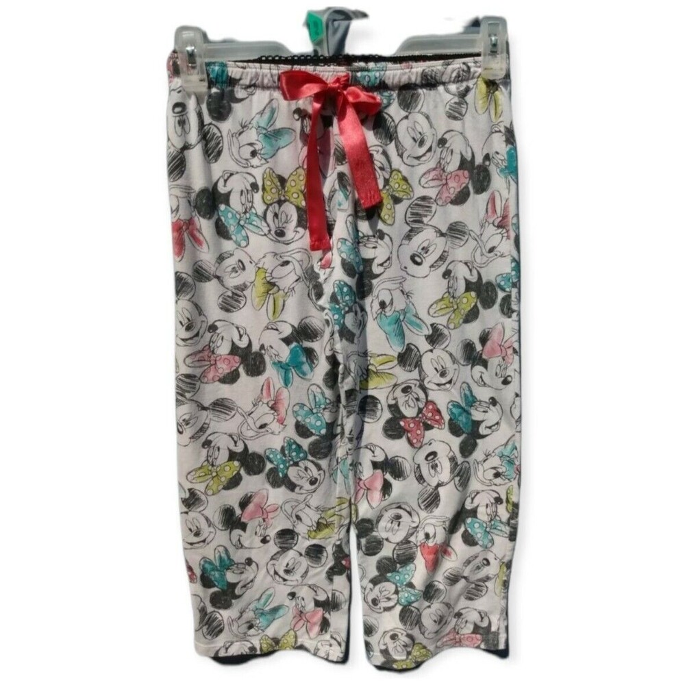 Disney Woman Lounge Pants Size S Cropped Mickey Minnie Donald Daisy Comfy